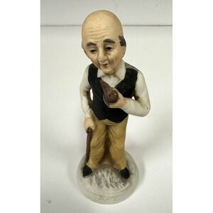 Enesco Capodimonte Style Porcelain Bald Man With Pipe‎ Japan